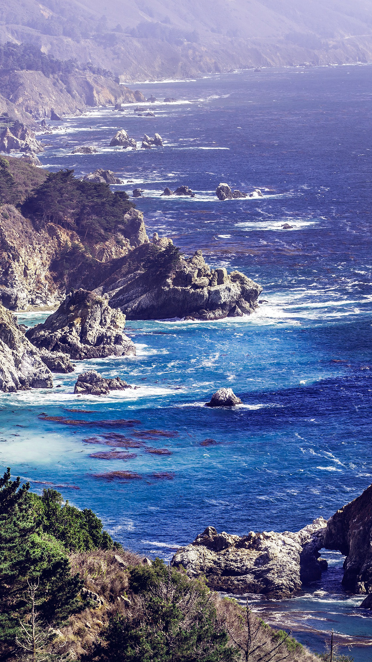 sea ocean rock nature mountain summer blue