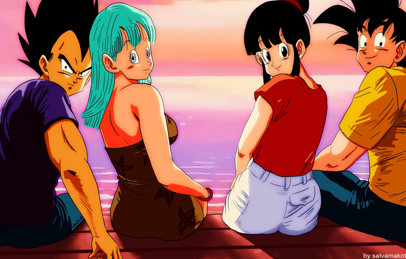 Wallpaper sunset, girls, guys, Dragonball, Dragonball z image for desktop, section сёнэн