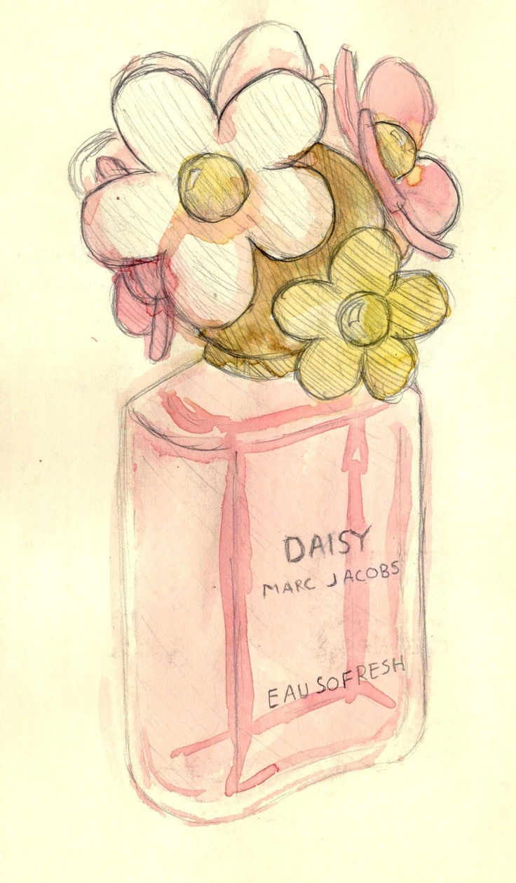 Marc Jacobs Daisy, via Alexaelizalde. Perfume art, Watercolor class, Daisy eau so fresh