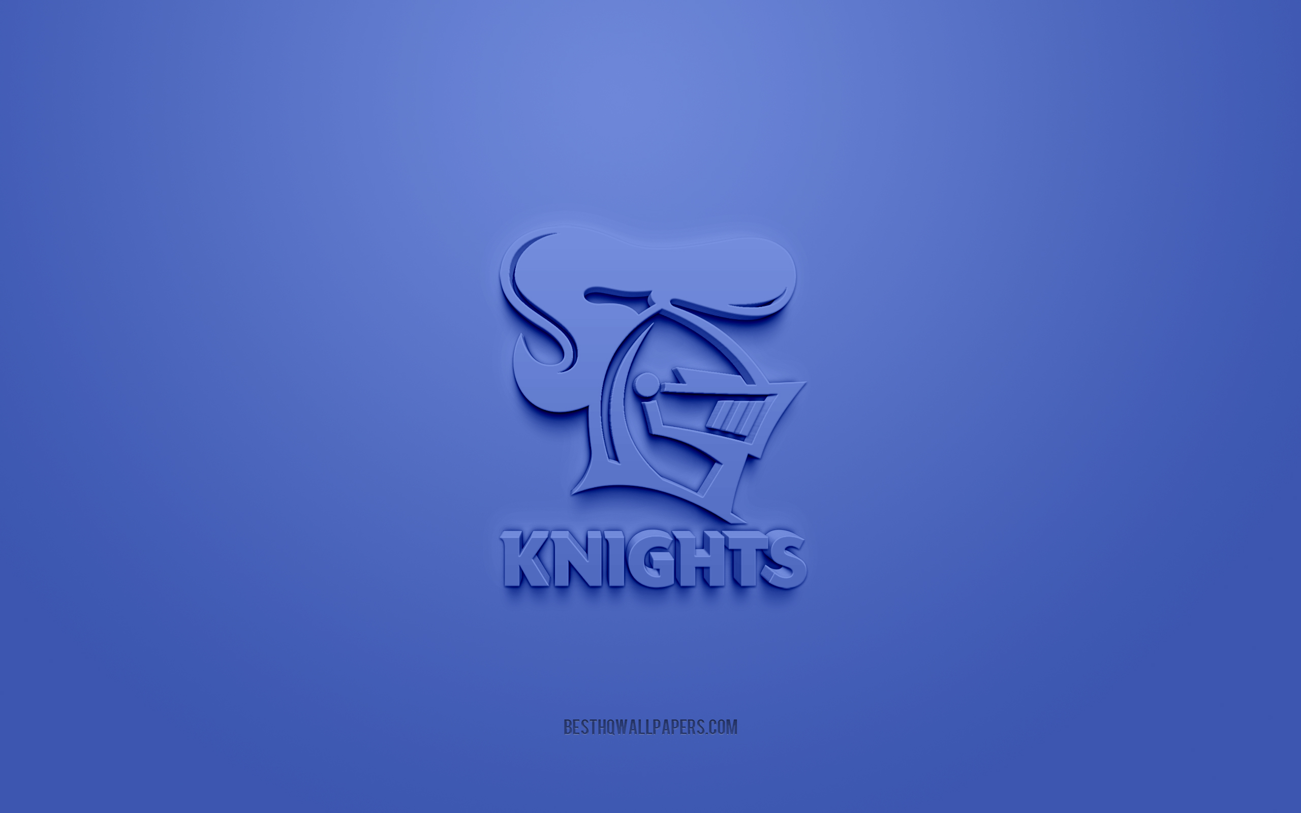 Download wallpaper Newcastle Knights, creative 3D logo, blue background, National Rugby League, 3D emblem, NRL, Australian rugby league, Newcastle, Australia, 3D art, rugby, Newcastle Knights 3D logo for desktop with resolution 2560x1600