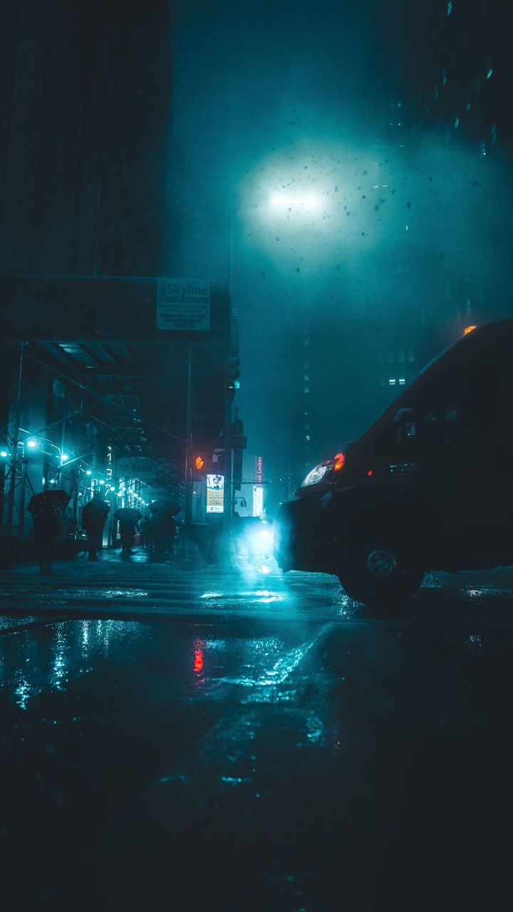 Street, dark, rain, dusk, night, 720x1280 wallpaper. Street picture, Photo, City