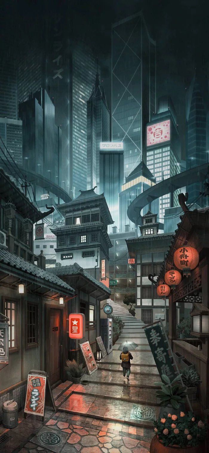 Wallpaper. Cyberpunk city, Anime scenery wallpaper, Anime scenery