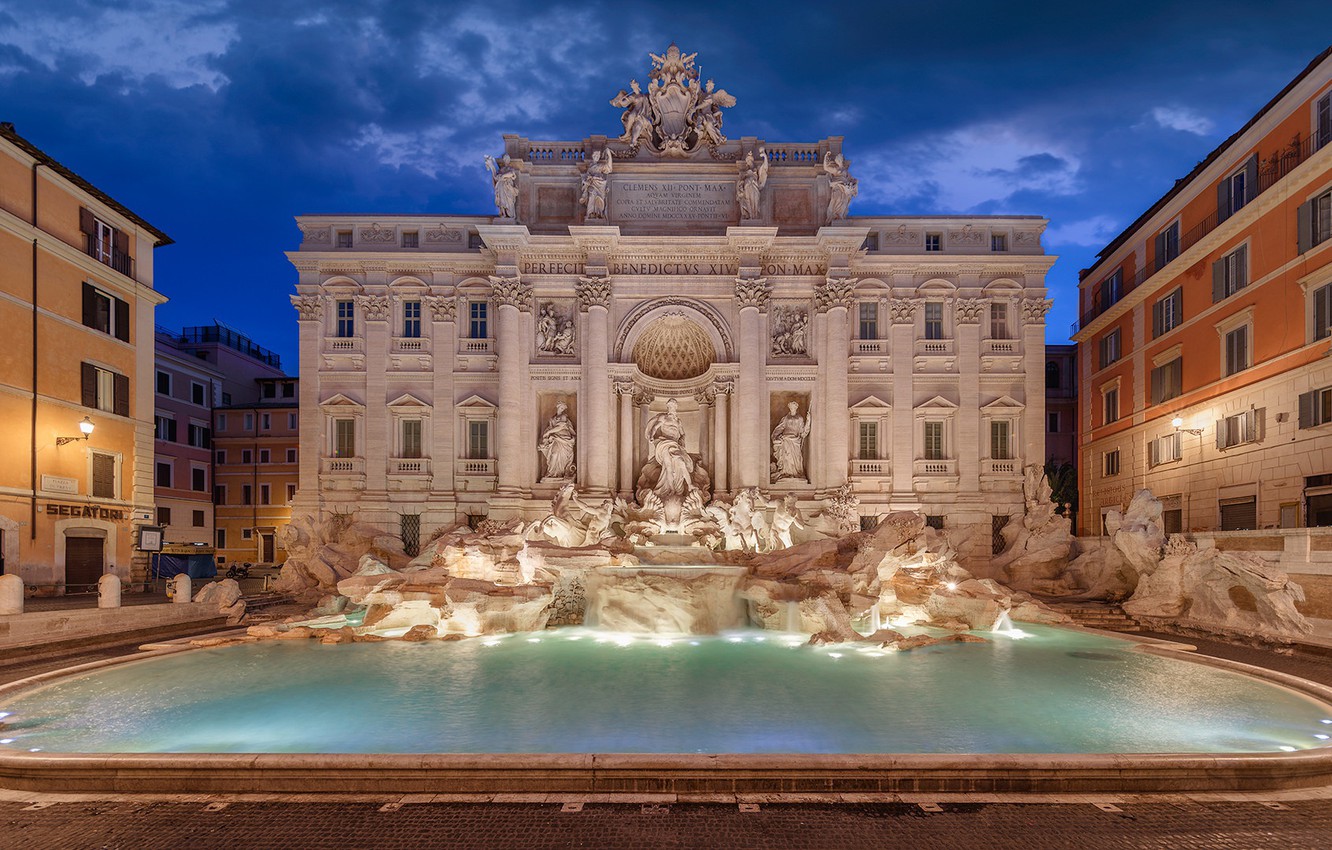Wallpaper building, Rome, Italy, fountain, Italy, Palace, Rome, Trevi Fountain, Trevi fountain, The Trevi Fountain, Palazzo Poli, The Palazzo Poli image for desktop, section город
