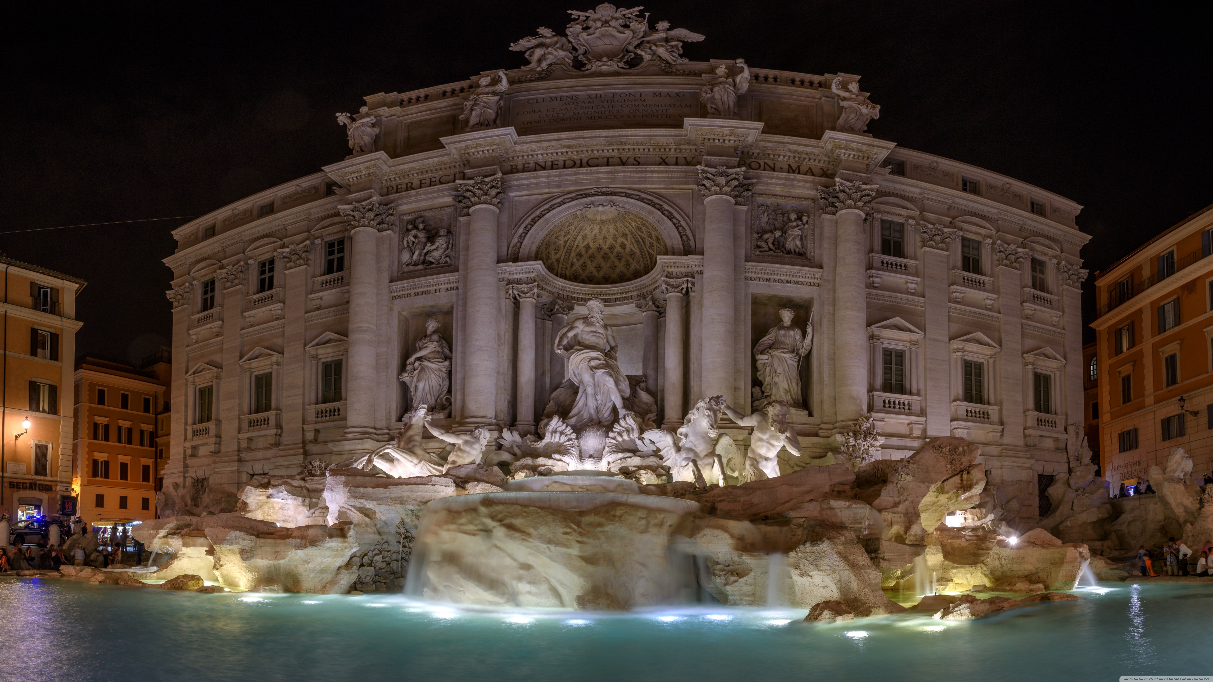 Trevi Fountain at night, Rome, Italy Ultra HD Desktop Background Wallpaper for 4K UHD TV, Tablet