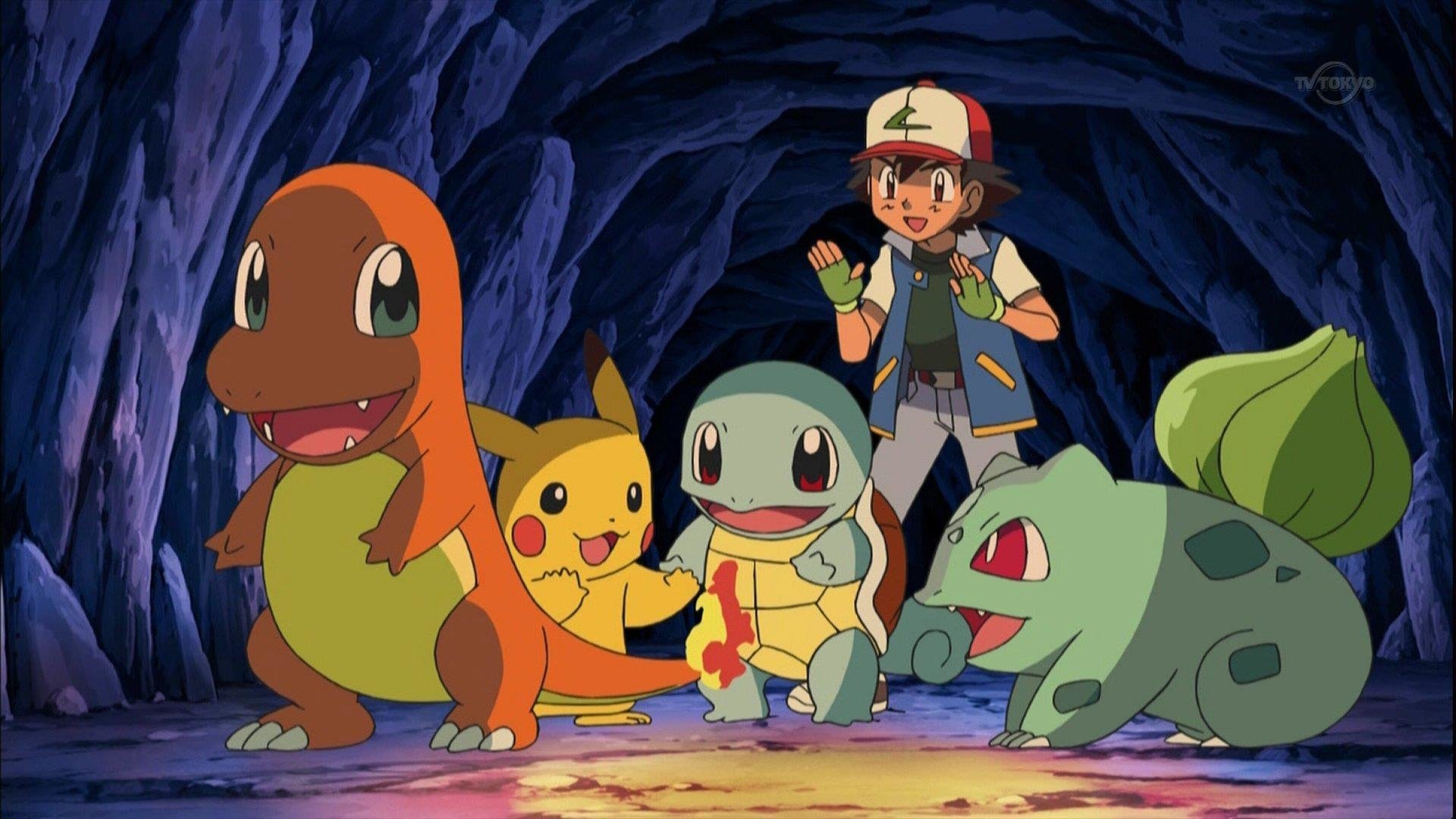 Pikachu, Ash Ketchum, Charmander and Squirtle (Pokémon) HD Wallpaper