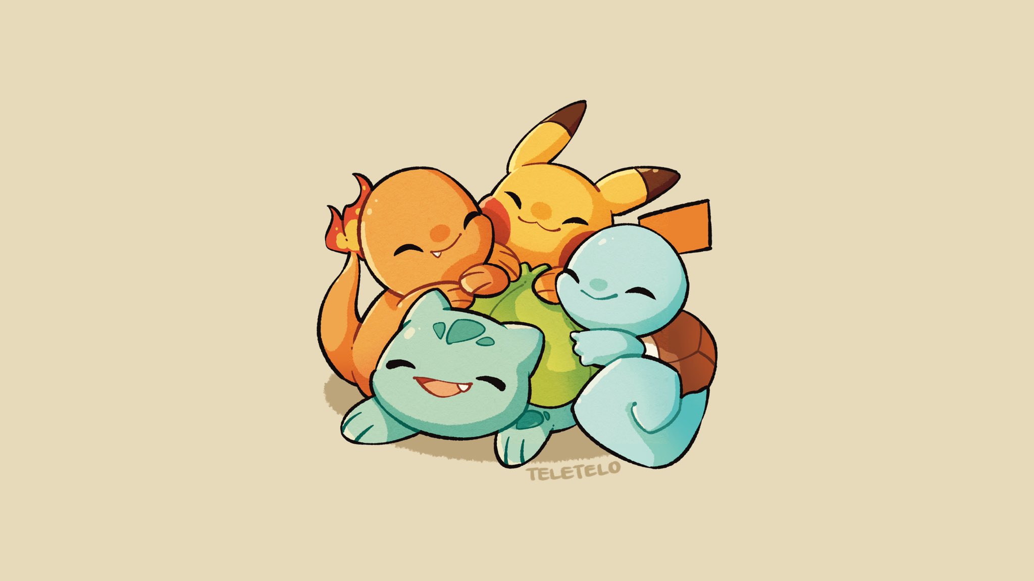 pikachu, bulbasaur, squirtle, and charmander (pokemon) drawn