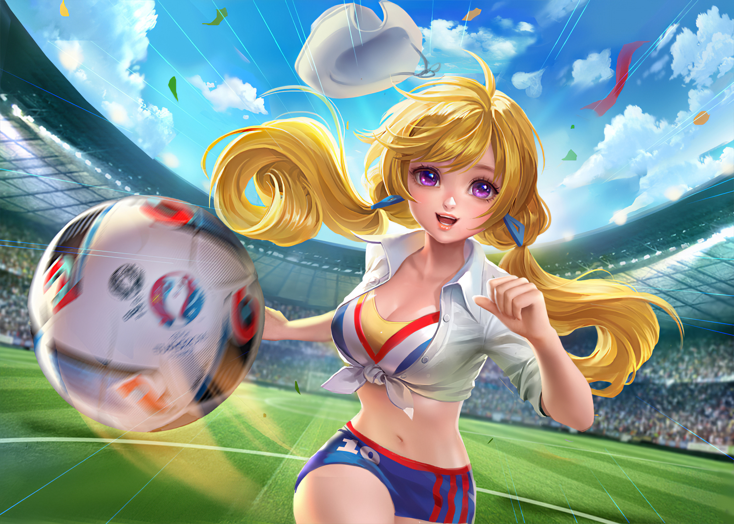 Cute Anime Girl Playing Soccer, HD Artist, 4k Wallpaper, Image, Background, Photo and Picture