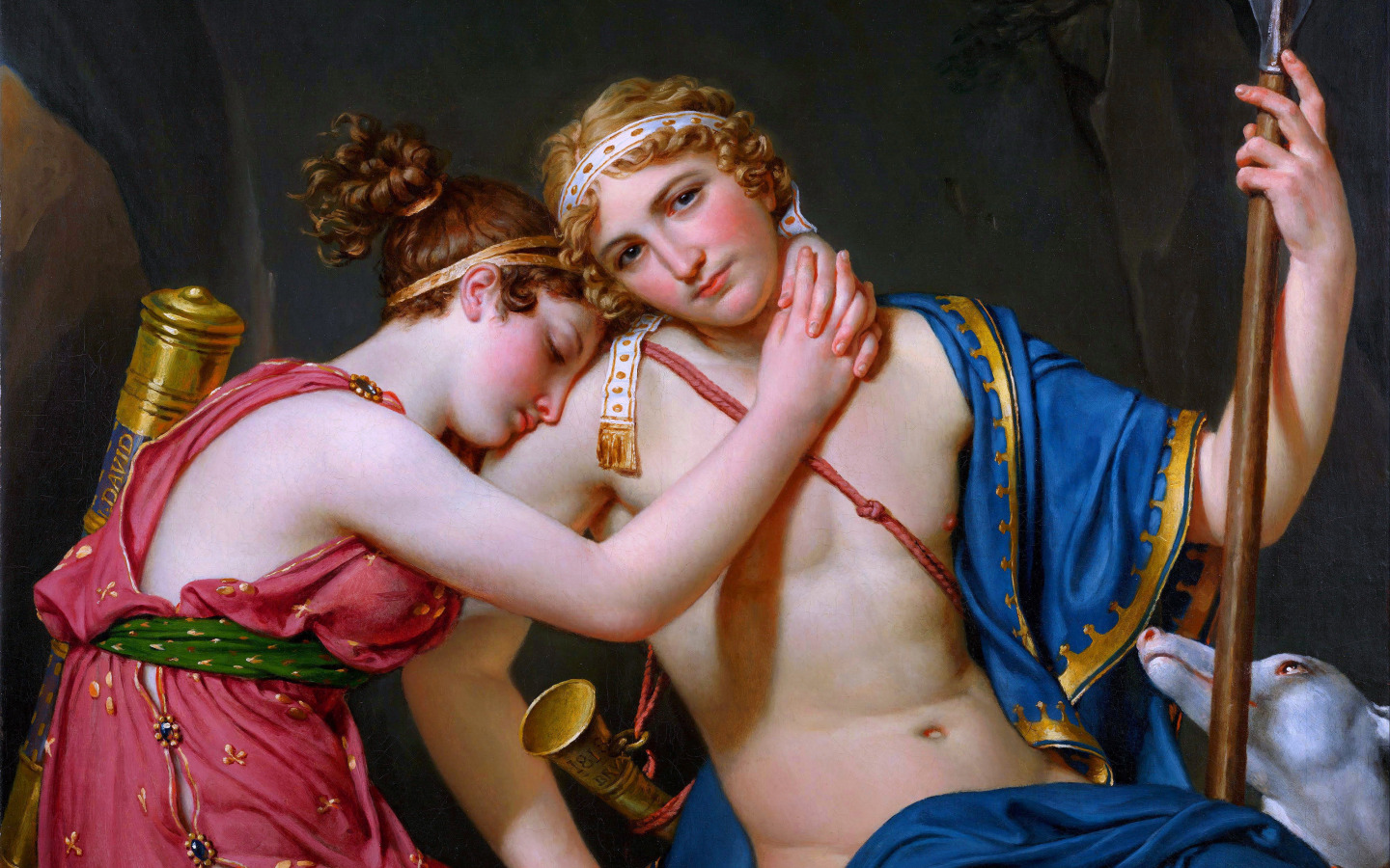 Download Wallpaper Girl, Picture, Guy, Two, Jacques Louis David, French Painter, Jacques Louis David, Farewell Telemachus And Maridi, Section Painting In Resolution 1440x900