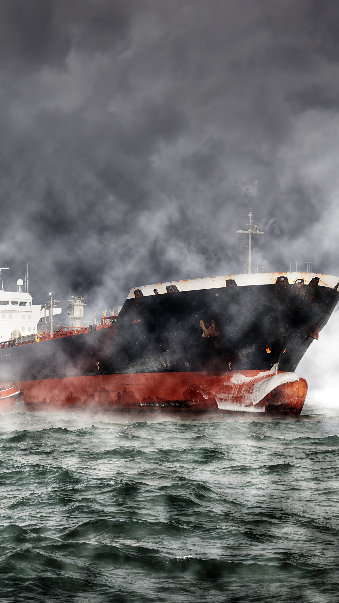 Wallpaper Tanker (ship) Sea Ships Waves 1080x1920