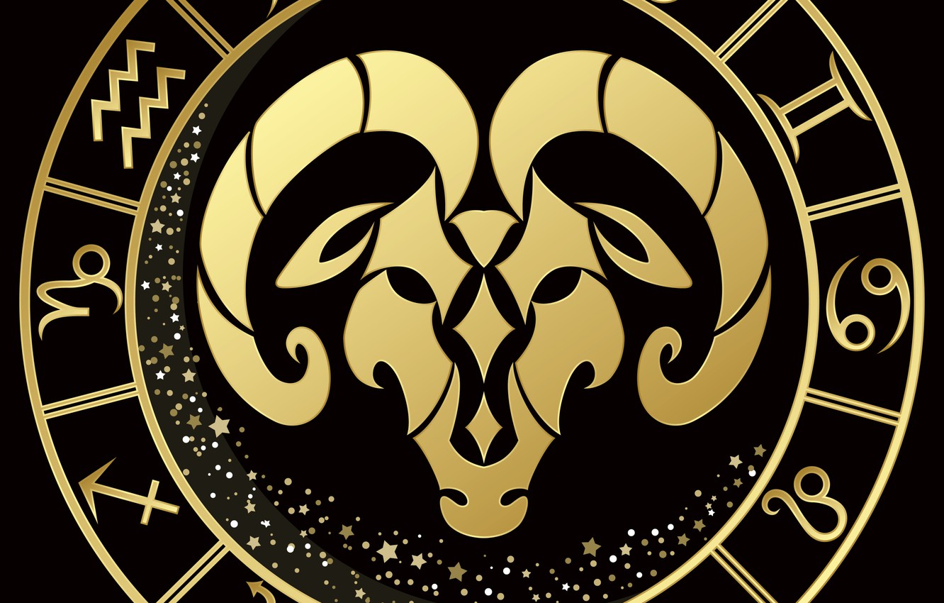 Wallpaper black background, zodiac sign, Aries image for desktop, section разное