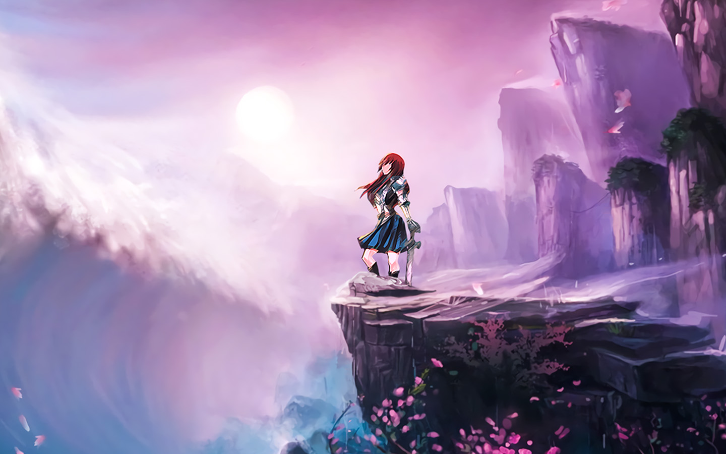 wallpaper for desktop, laptop. anime girl spring japan art illustration