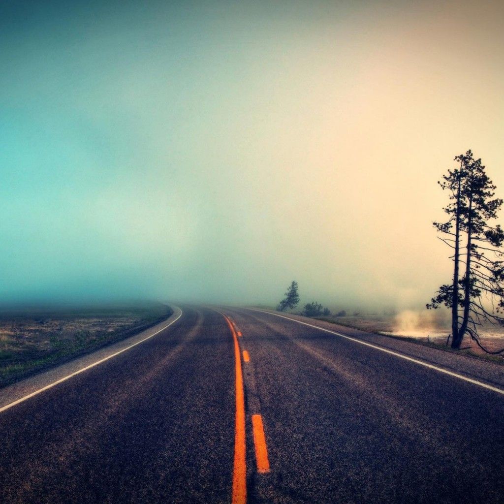Countryside Foggy Road iOS7 Cool iPad Wallpaper HD. Desktop wallpaper summer, Background image, Scenic routes