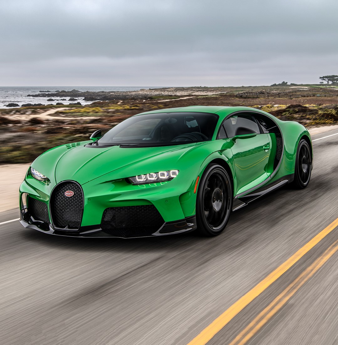 Bugatti In A Luminous “Viper Green” Finish, The CHIRON Super Sport Parades Along The Paradisal 17 Mile Drive In Monterey, California