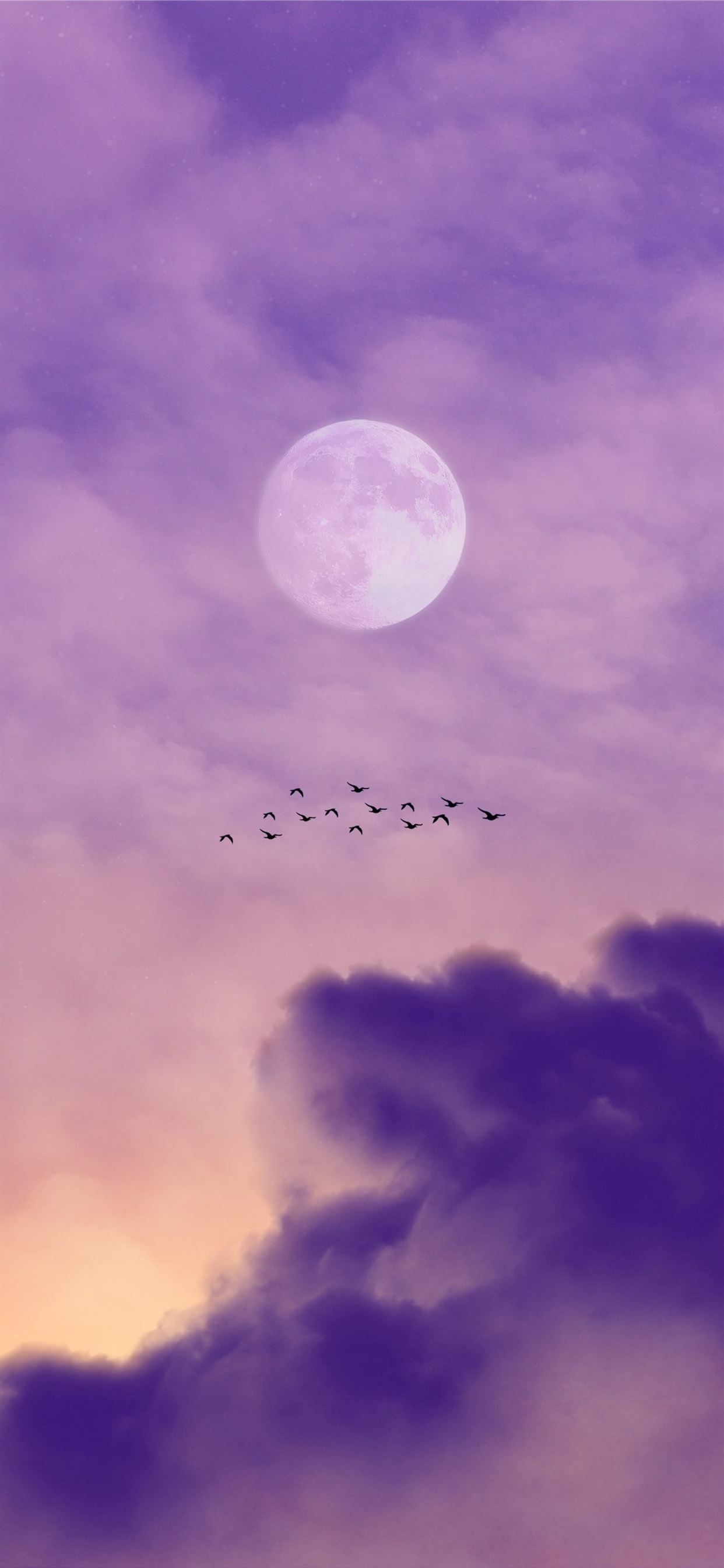 full moon over clouds during night time iPhone X Wallpaper Free Download