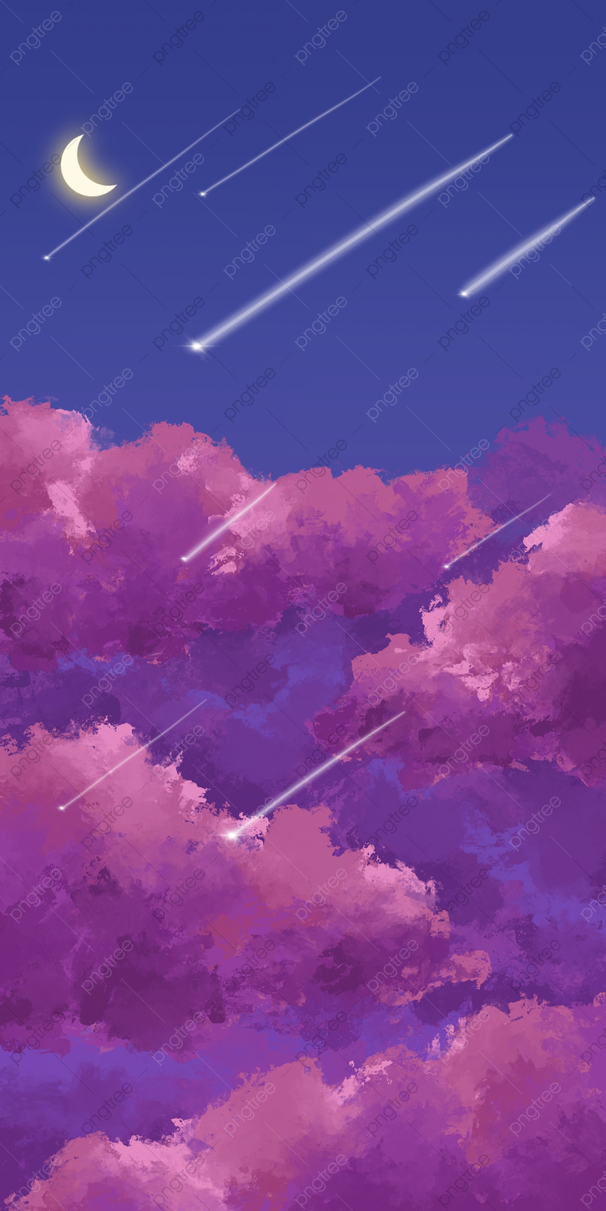 Beautiful Night Sky Meteor Moon Cloud Mobile Wallpaper Background, Beautiful Night Sky Wallpaper, Night Sky Mobile Wallpaper, Beautiful Clouds Wallpaper Background Image for Free Download