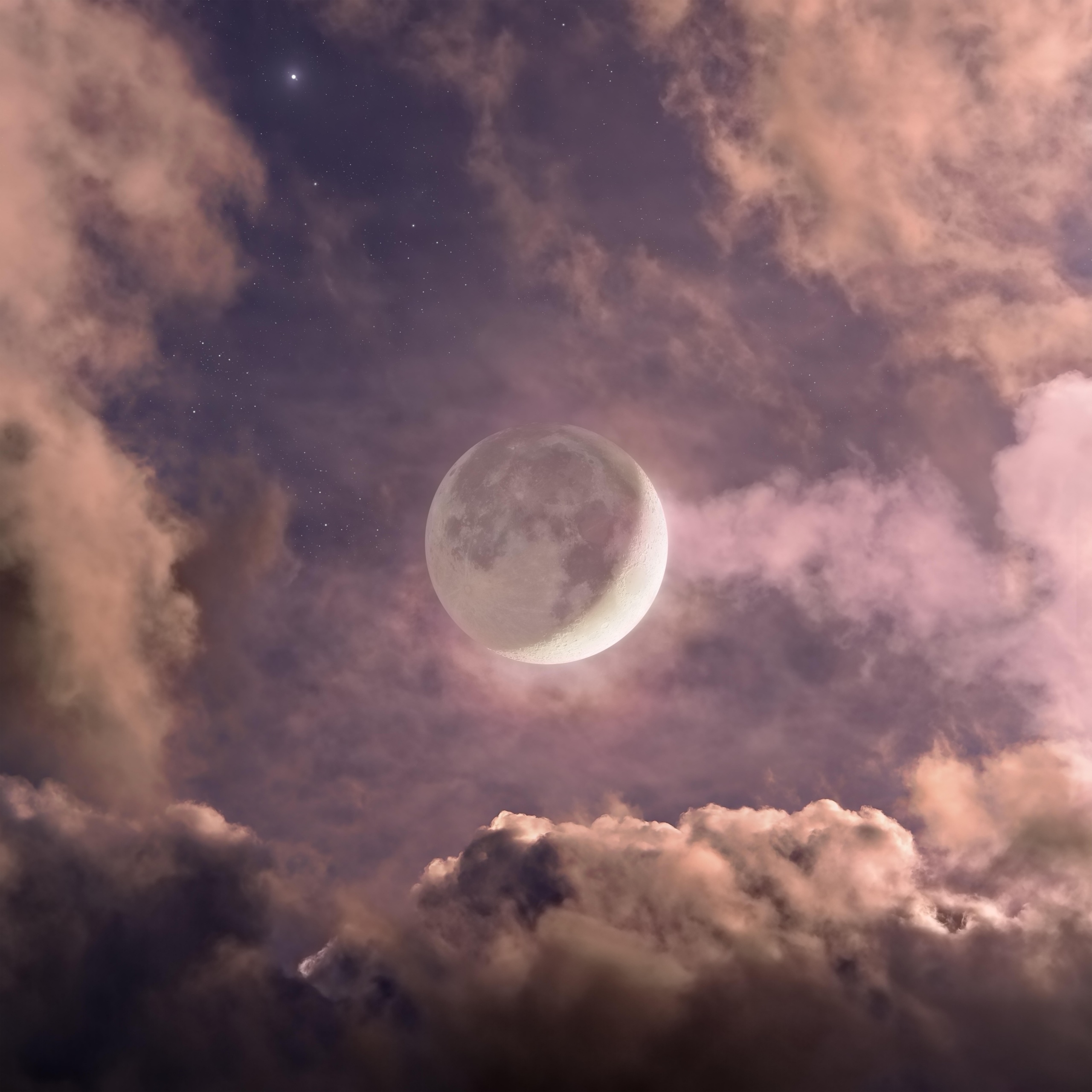 Moon Wallpaper 4K, Clouds, HDR, Night, 5K, 8K, 9K, Space