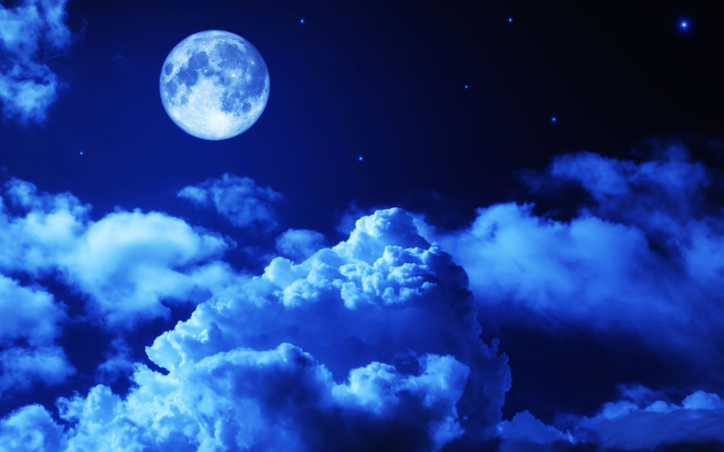 Night Sky Clouds Moon