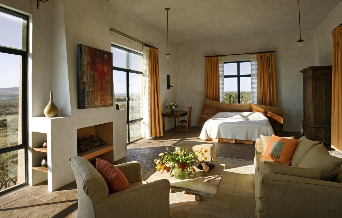 Wallpaper style, room, interior, bedroom, Mexican Hacienda image for desktop, section интерьер