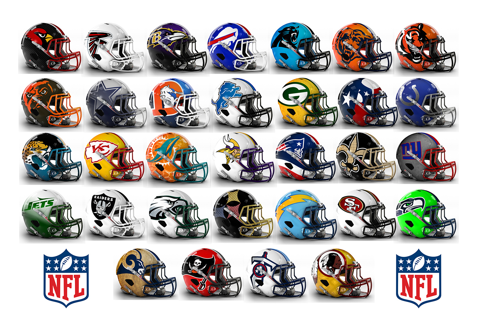 All 32 NFL Current Riddell SPEED Revolution Mini Football Helmets 
