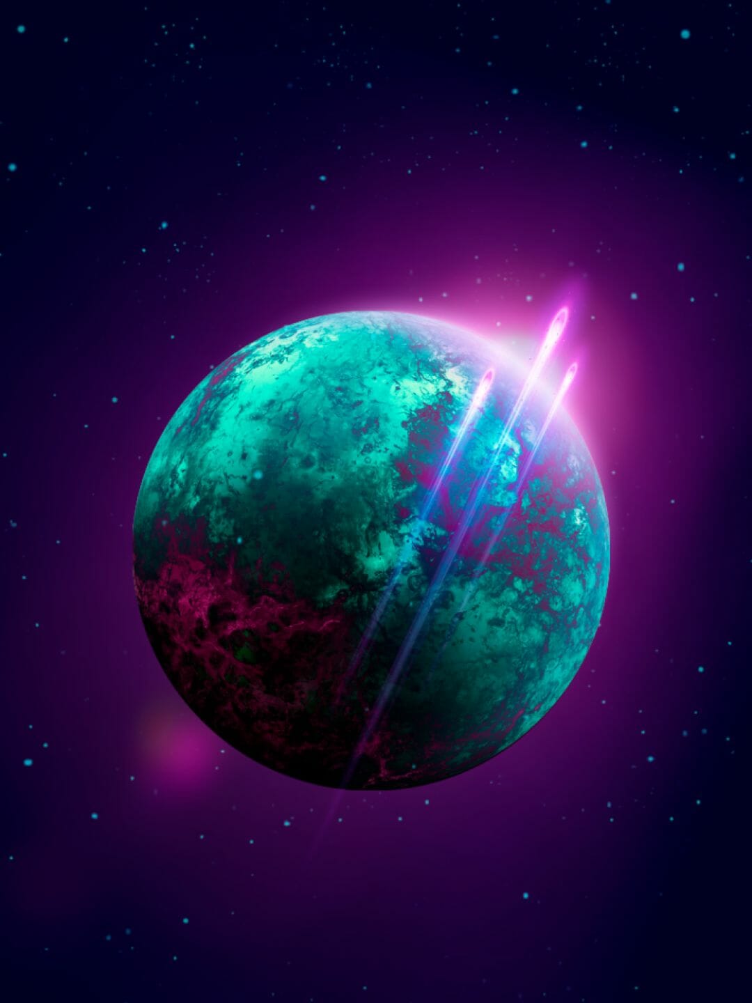 Download 768x1024 Planet, Stars, Purple Light, Sci Fi