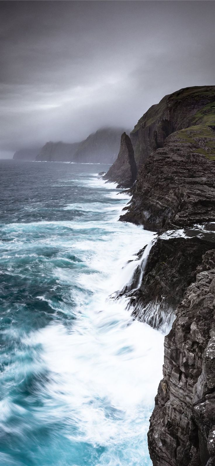 waves crashing sea cliffs digital wallpaper #nature #ocean #water #cave #grey #FaroeIslands #iPhon. iPhone wallpaper mountains, Digital wallpaper, Wallpaper earth