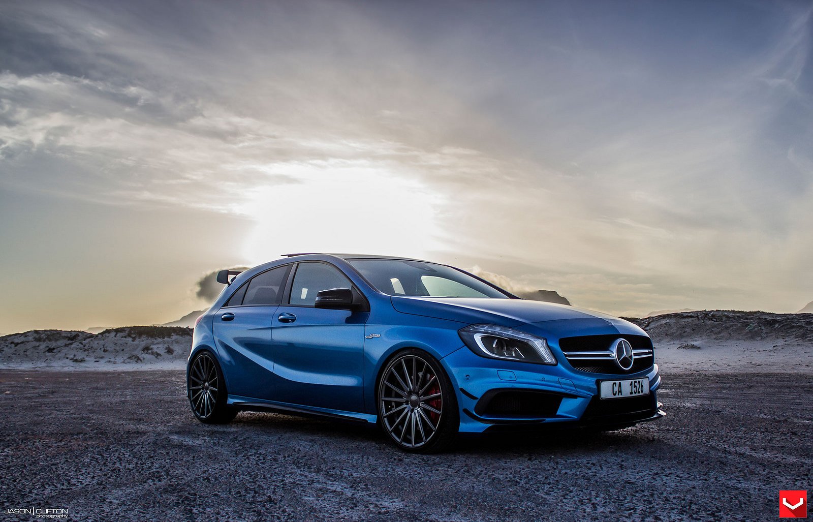 vossen, Wheels, Mercedes, A45, Amg, Blue, Tuning, Cars Wallpaper HD / Desktop and Mobile Background