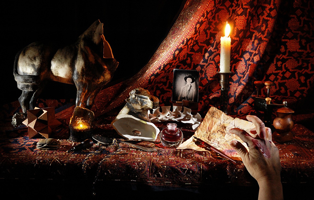 Wallpaper darkness, magic, blood, hand, the situation, witch, black background, still life, witchcraft, the fortune teller, items, the witch, psychic, the evil eye, damage image for desktop, section ситуации