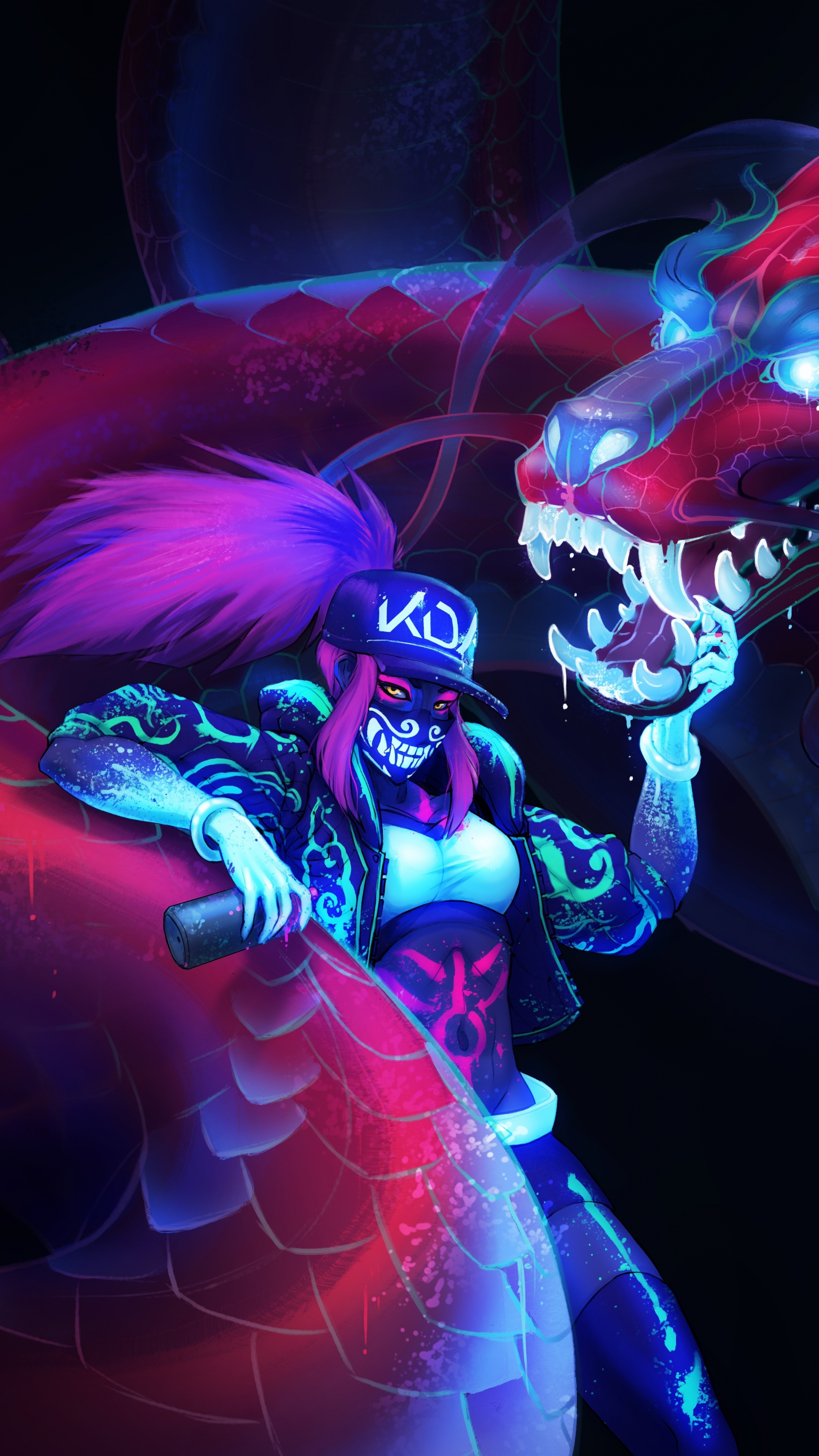 Download akali, league of legends and dragon, artwork 2160x3840 wallpaper, 4к, sony xperia z5 premium dual, 2160x3840 HD image, background, 16513