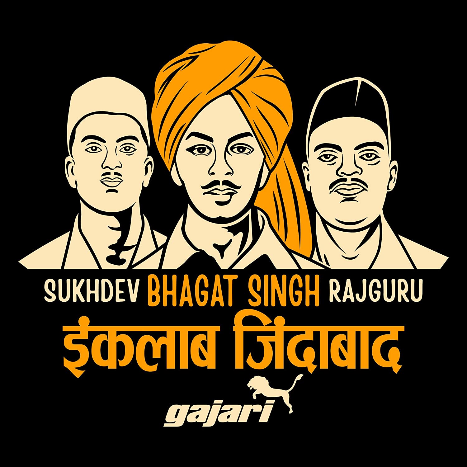 Buy GAJARI Men's Bhagat Singh Rajguru Sukhdev Printed T Shirt, 100% Cotton Built, Half Sleeve, Black Color, Regular Fit, Pack Of 1 (Large) At Amazon.in