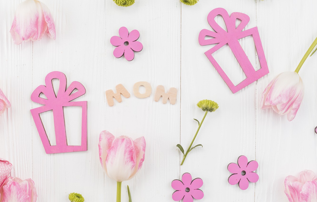 Wallpaper flowers, holiday, gifts, congratulations, decor, composition, Mother's Day image for desktop, section праздники