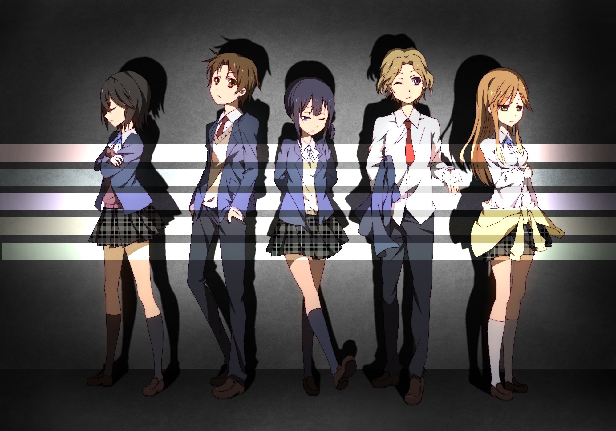 Aoki yoshifumi group inaba himeko kiriyama yui kokoro connect nagase iori seifuku yaegashi taichi wallpaperx1400