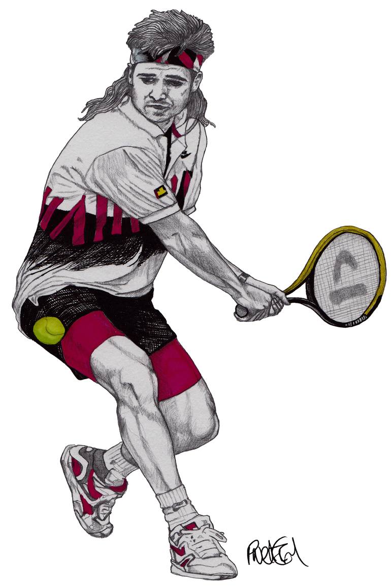 Andre Agassi Drawing By Paul Nelson Esch