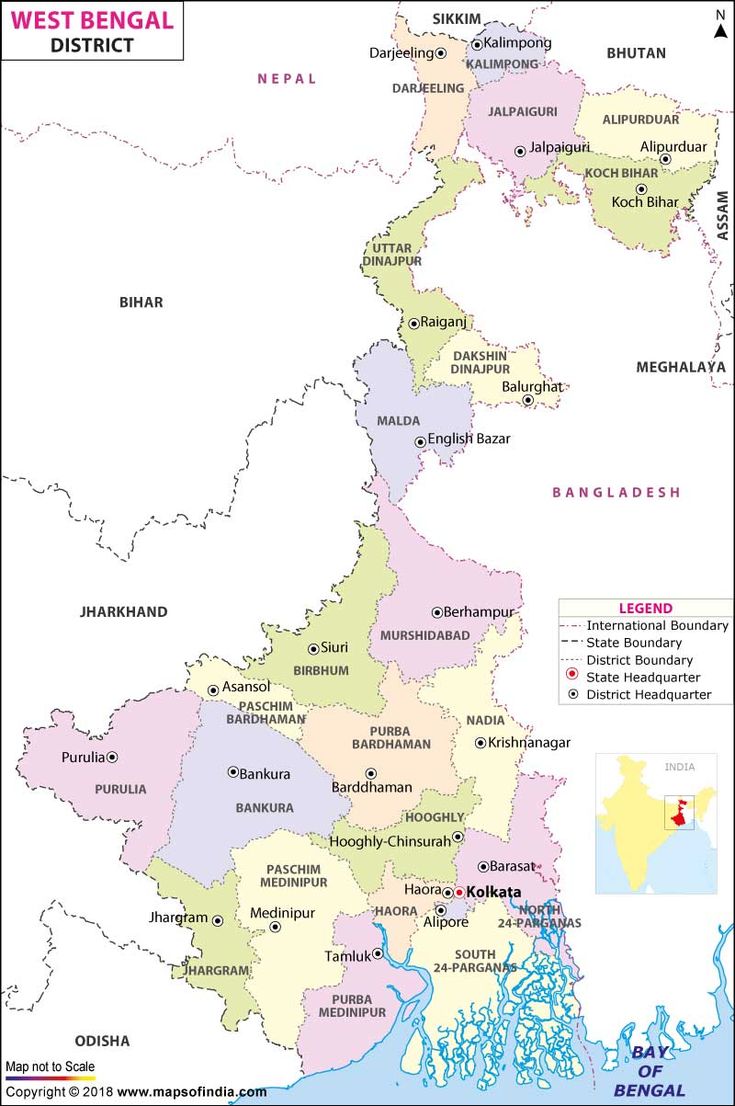 District Map of Westbengal. West bengal, India world map, Bengal