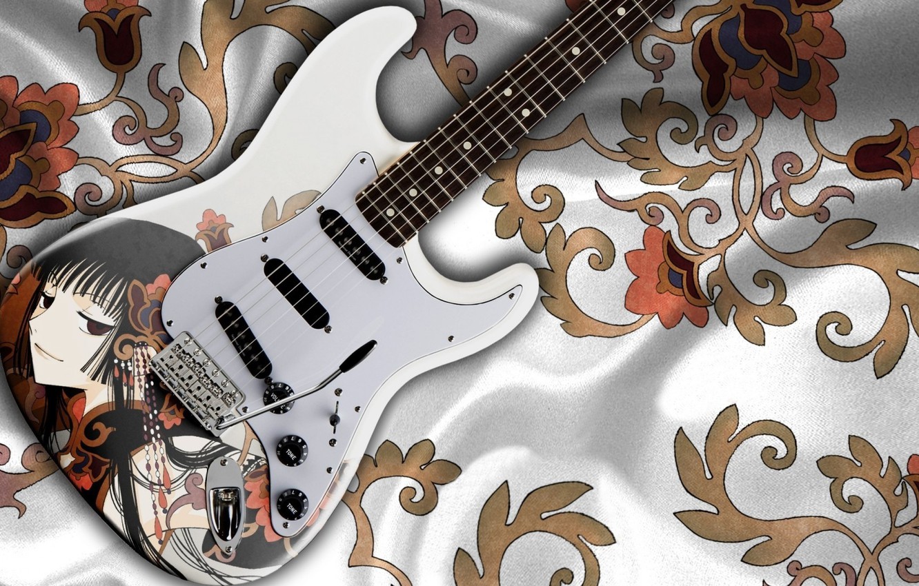 Wallpaper girl, figure, anime, Guitar image for desktop, section прочее