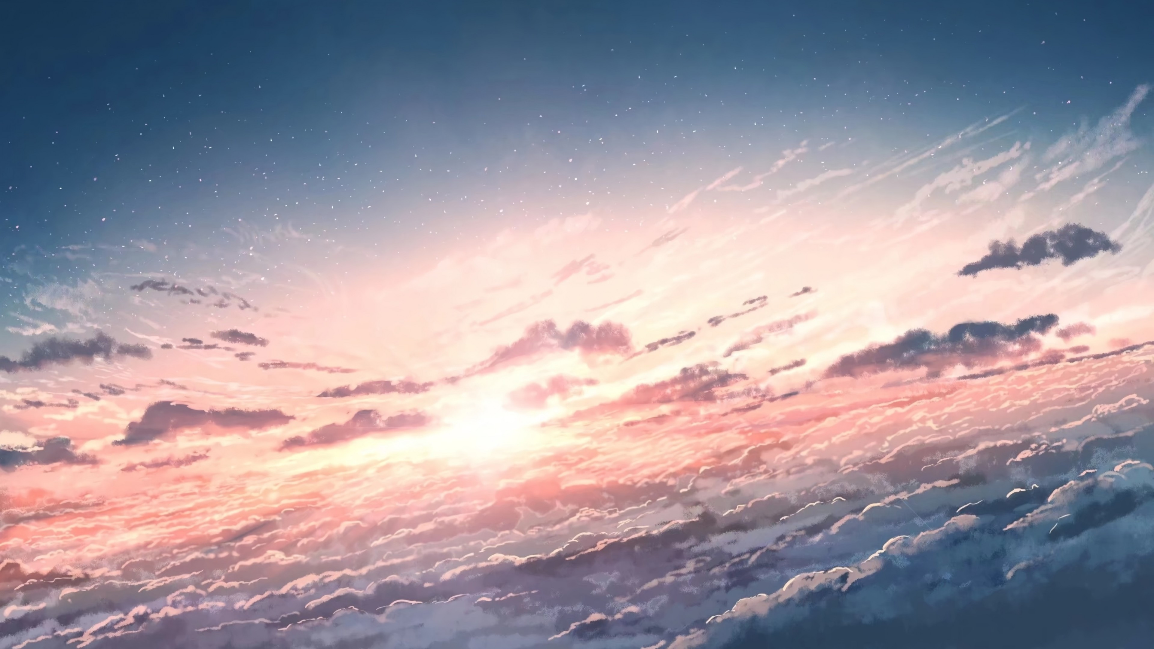 Download 3840x2160 Anime Sky, Beyond The Clouds, Sunset, Scenery Wallpaper for UHD TV