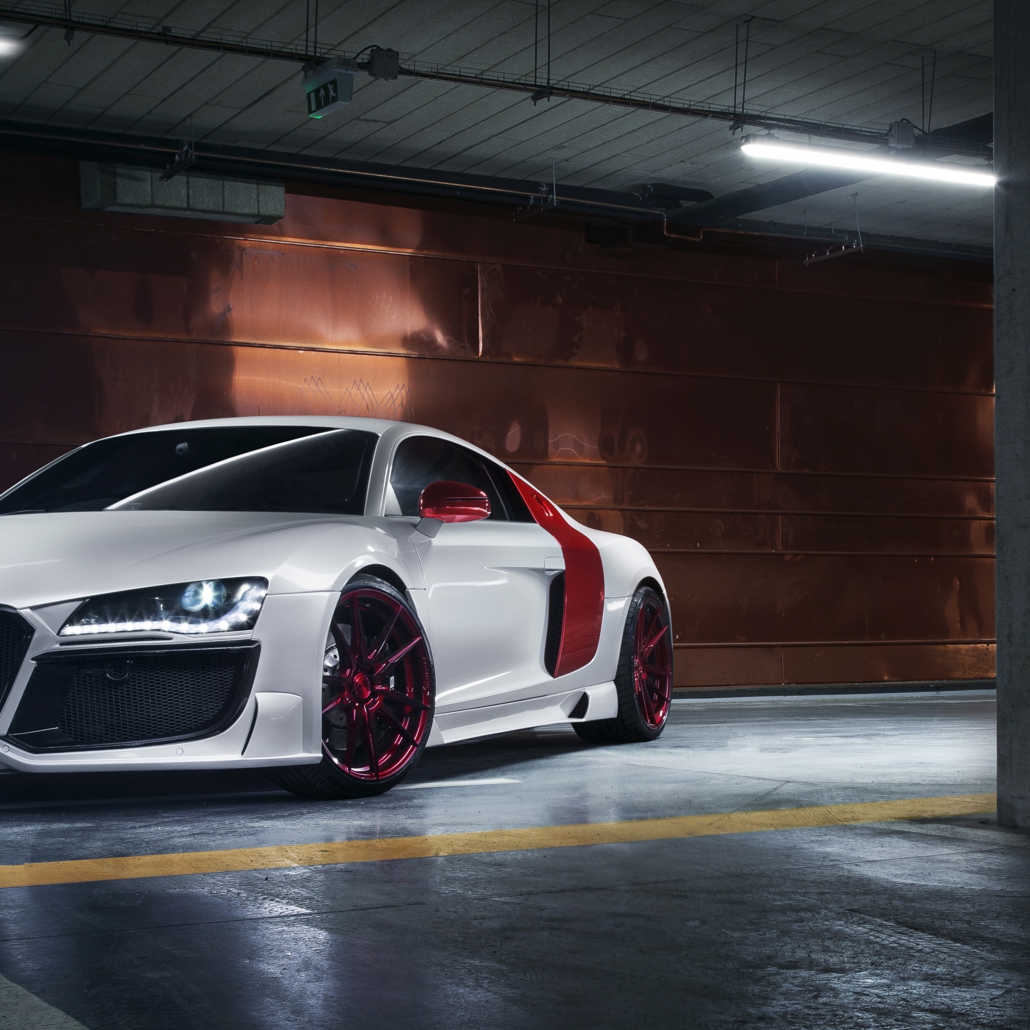 Wallpaper Garage, Front View, White, Audi R8, Luxury Cars:5120x2880