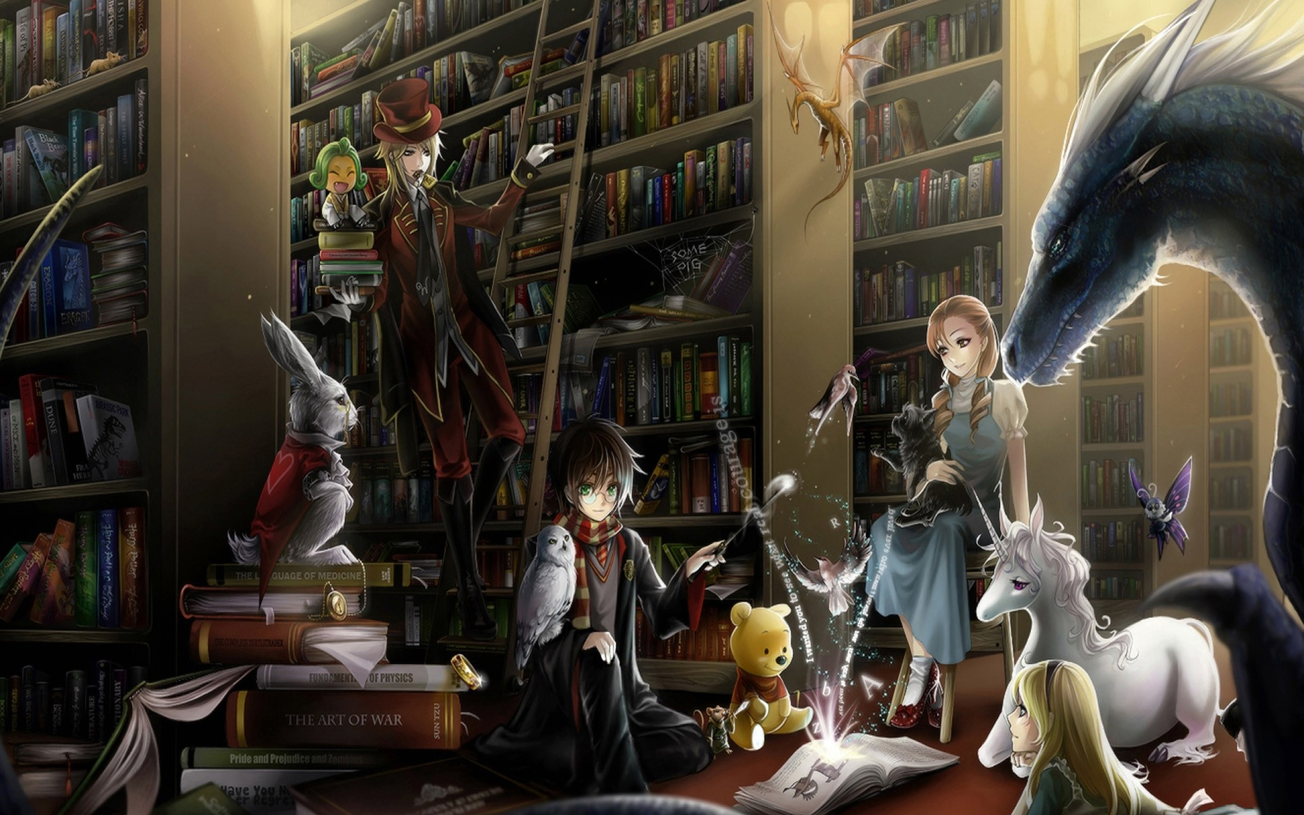 Fantasy Books Library by Synpai HD Wallpaper