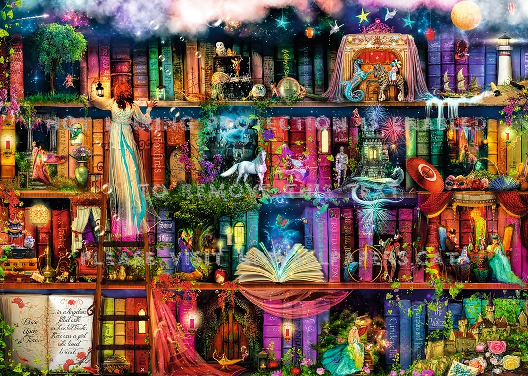 fantasy library art beautiful unicorns