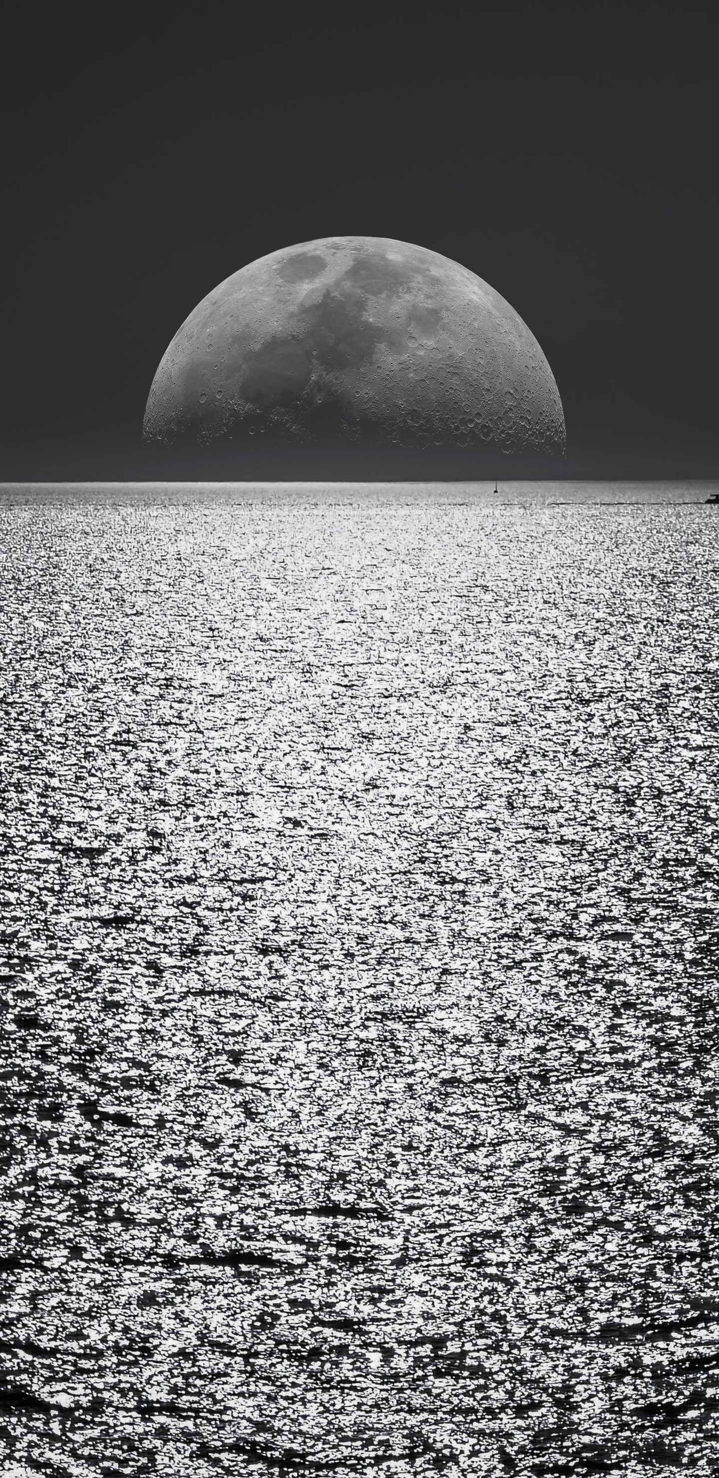 Black And White Moon Ocean During Night Time Samsung Galaxy Note S S SQHD HD 4k Wallpaper, Image, Background, Photo and Picture