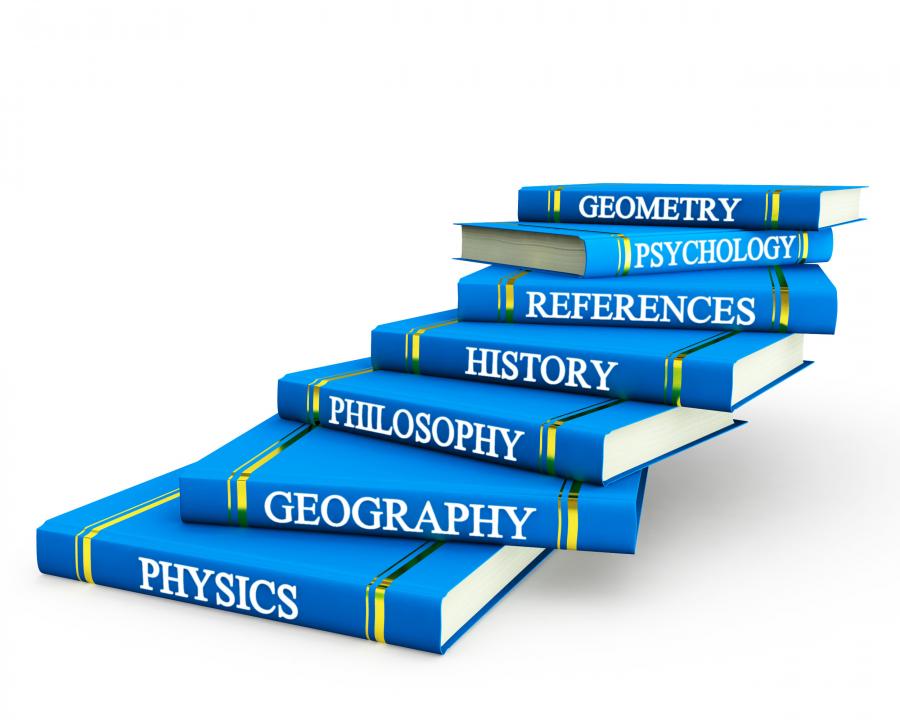 Different Subjects Text On Blue Books. PowerPoint Presentation Slides. PPT Slides Graphics. Sample PPT Files. Slide