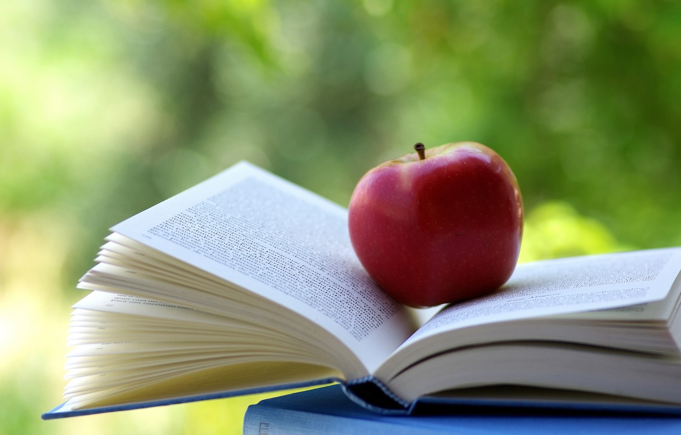 Wallpaper Apple, book, fruit, reading, the subject image for desktop, section разное