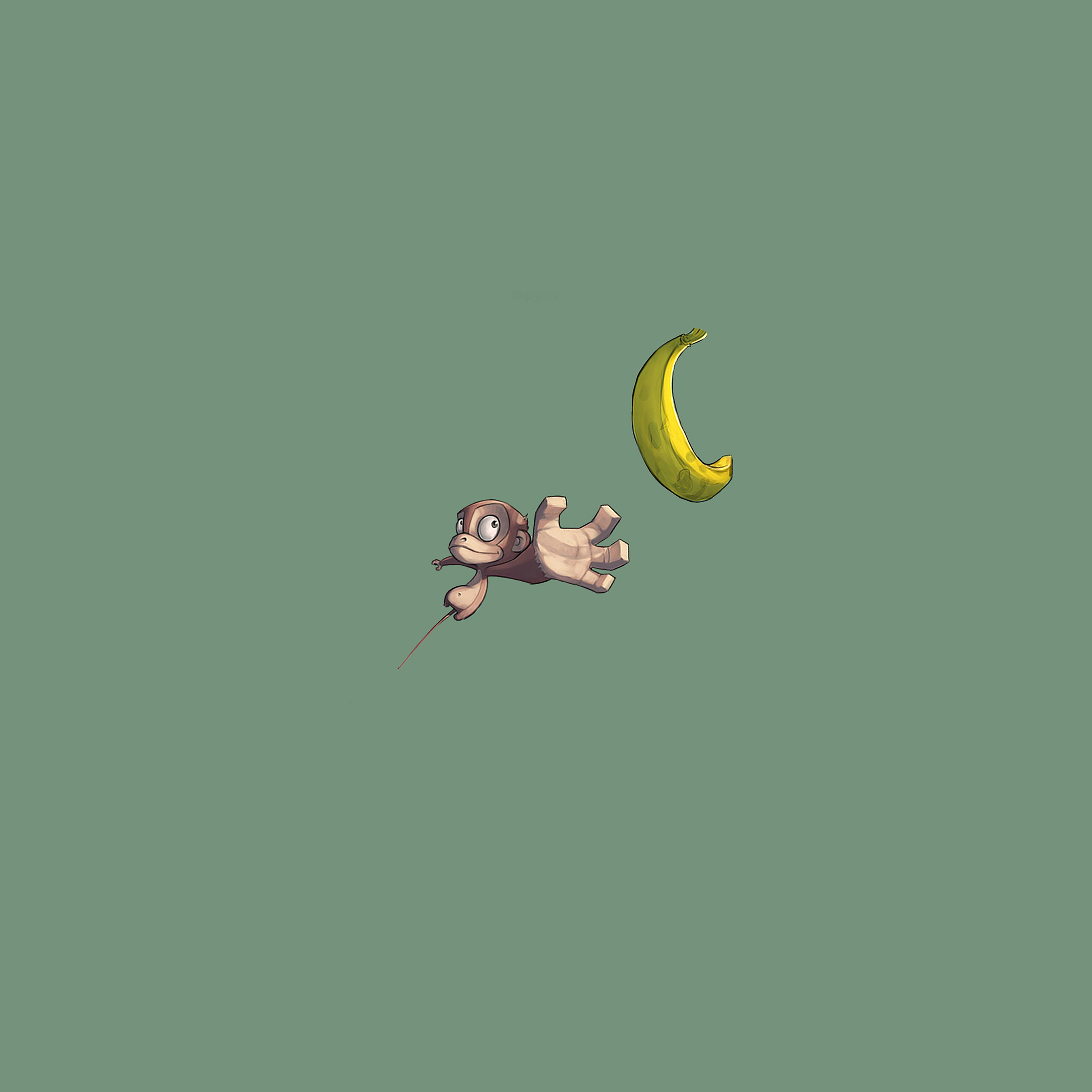Monkey Banana Love Illust Art Minimal