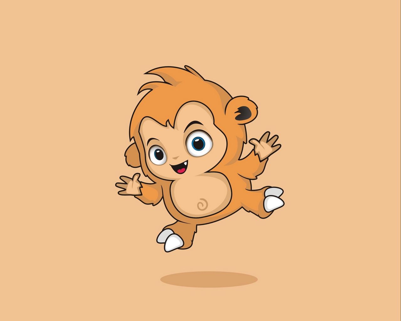 Download wallpaper 1280x1024 monkey, art, monster, cute, jump standard 5:4 HD background
