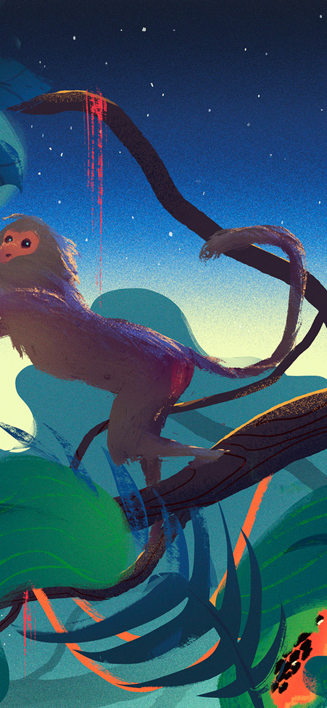 Art Jungle Monkey Animal Illust Wallpaper