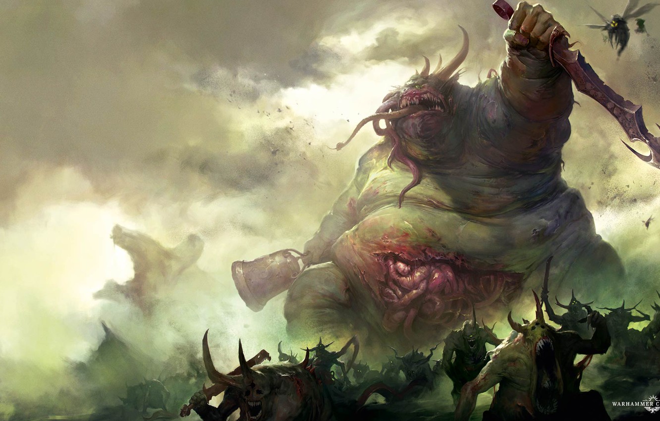 Wallpaper chaos, demons, chaos, Nurgl, Warhammer, plague, demons, Warhammer 40 plague, Nurgle, The Great Unclean, great unclean one image for desktop, section фантастика