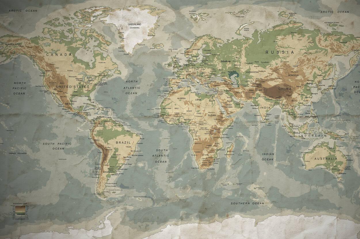 Architects Paper Photo Wallpaper Old Map Features Of World