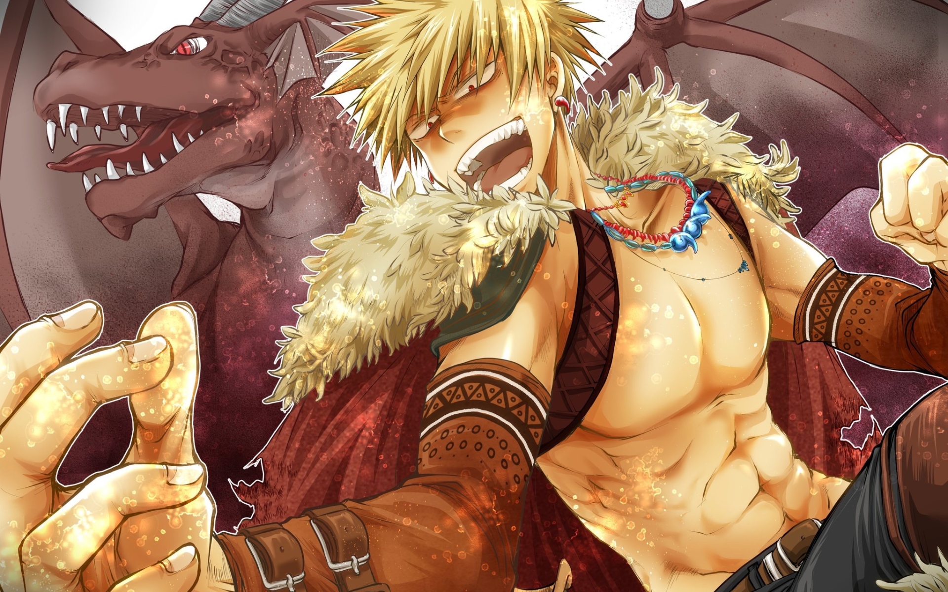 Download wallpaper Katsuki Bakugou, dragon, Boku no Hero Academia, artwork, manga, My Hero Academia for desktop with resolution 1920x1200. High Quality HD picture wallpaper