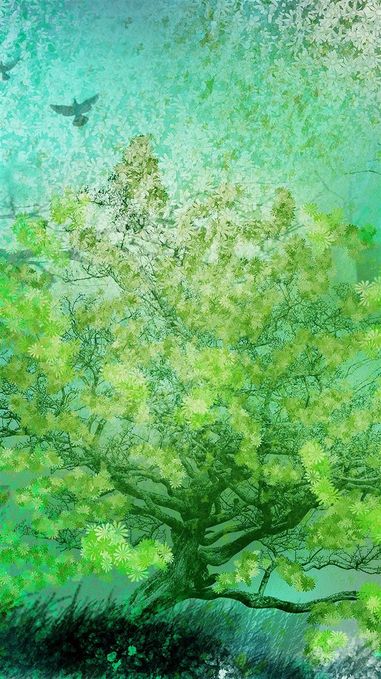 Flower Spring Art Green Illust Happy iPhone 8 Wallpaper Free Download