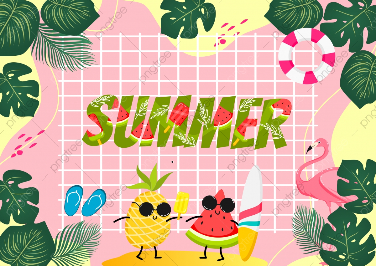 Pink Summer Aesthetic Background Design, Full Colors, Hello Summer, Hot Summer Background Image for Free Download