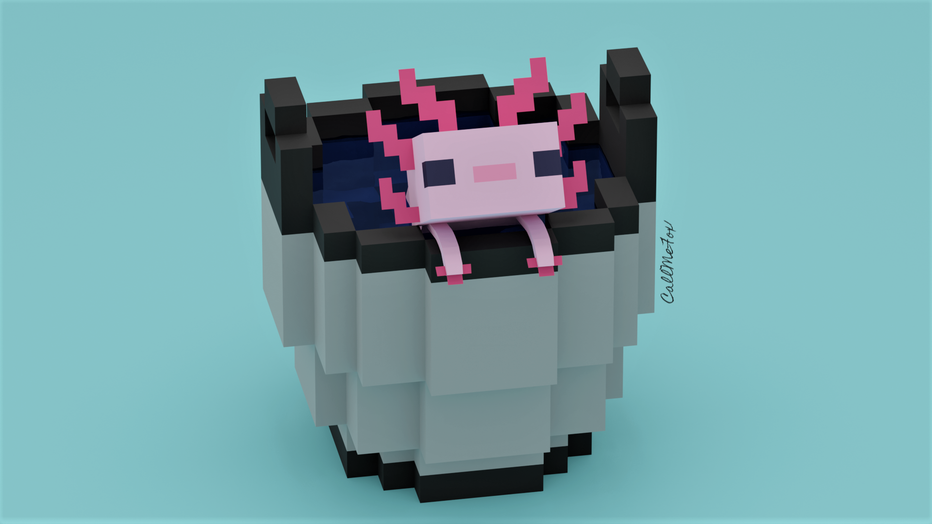 cute little predator in Minecraft (Axolotl)
